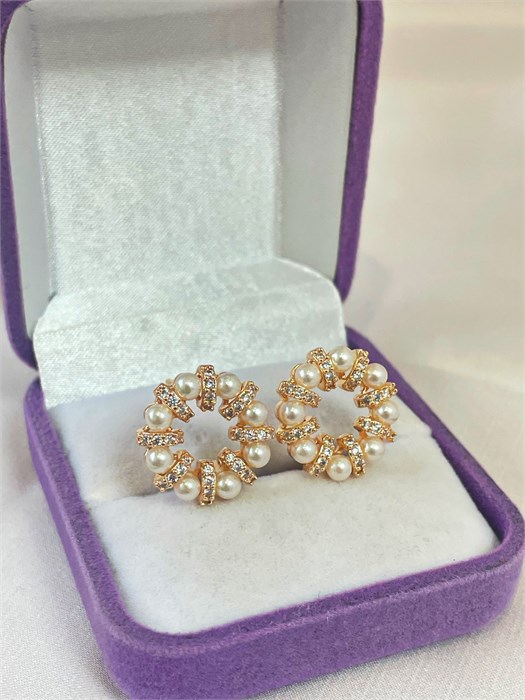 Серьги "Жемчужные снежинки" (Д7) 19635