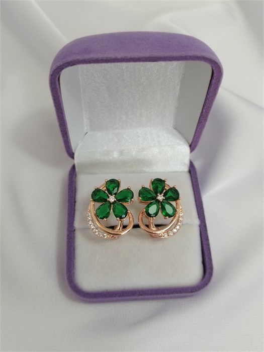 Серьги "Изумрудные цветы" (А5) 19691