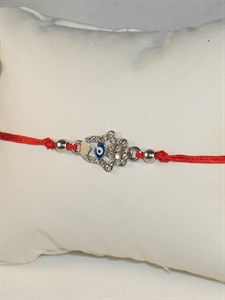 Красная нить "Рука Хамса" (серебро) (И3)