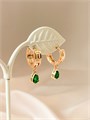 Серьги-колечки "Изумрудные капли" (А3) 19504