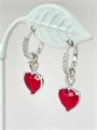 Серьги "Красные сердца» (серебро) 19961